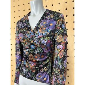 1970s floral wrap top